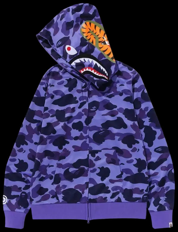 A BATHING APE® 1st Camo Jersey Shark Full Zip Hoodie Purple