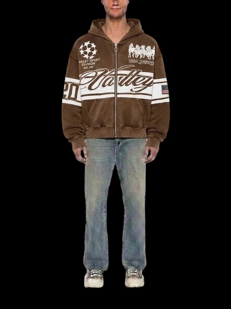 Vale Forever Cursive Zip Up Brown