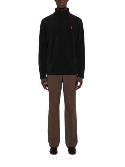 Polo Ralph Lauren Soft Cotton Interlock Turtleneck Shirt Black/ Red