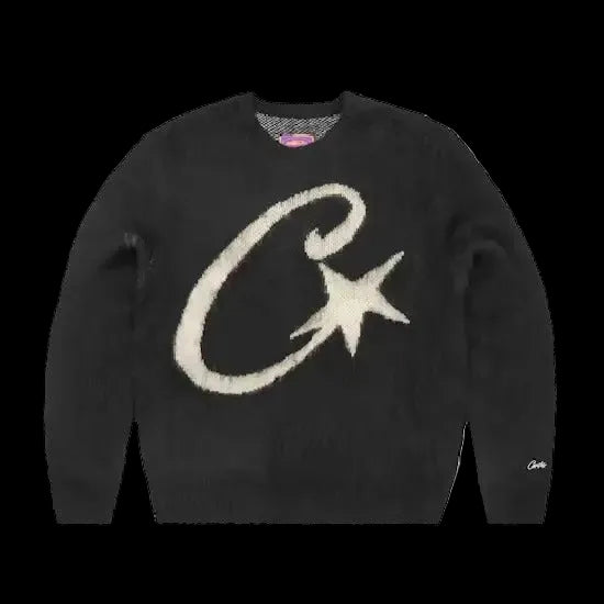 Corteiz C Star Mohair Knit Sweater Black