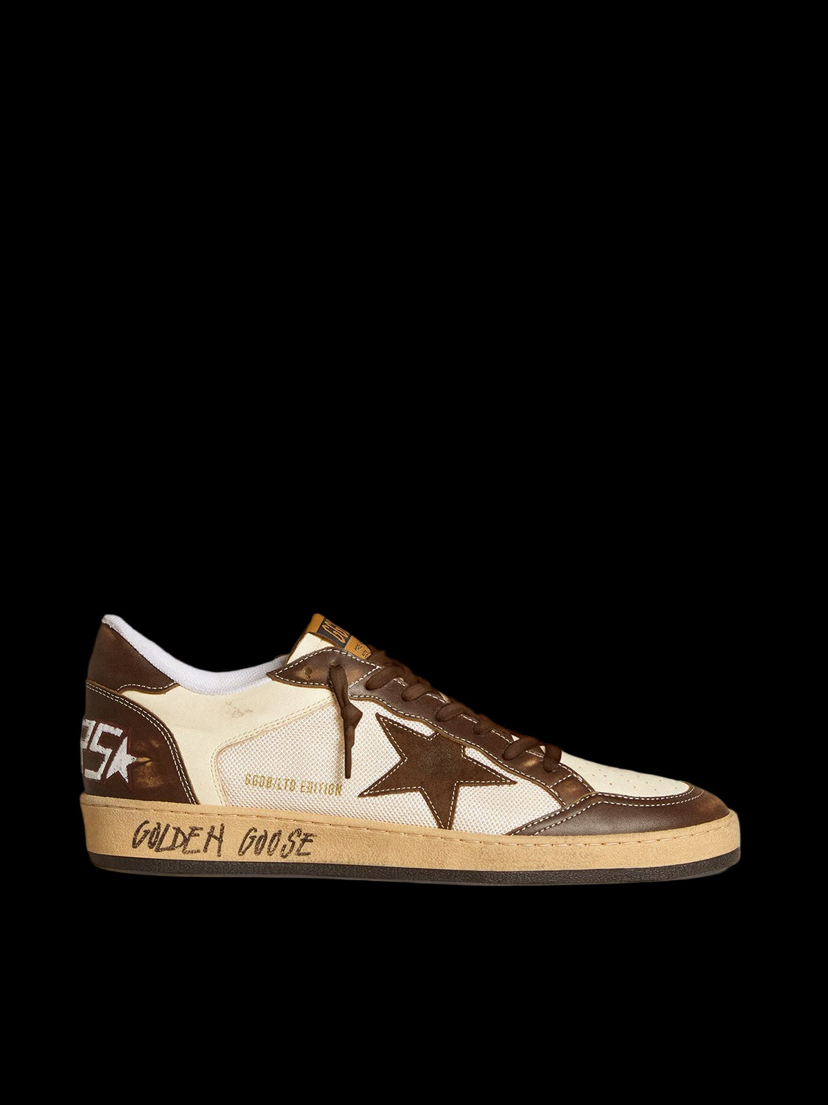 Ball Star nappa mesh with suede star brown leather