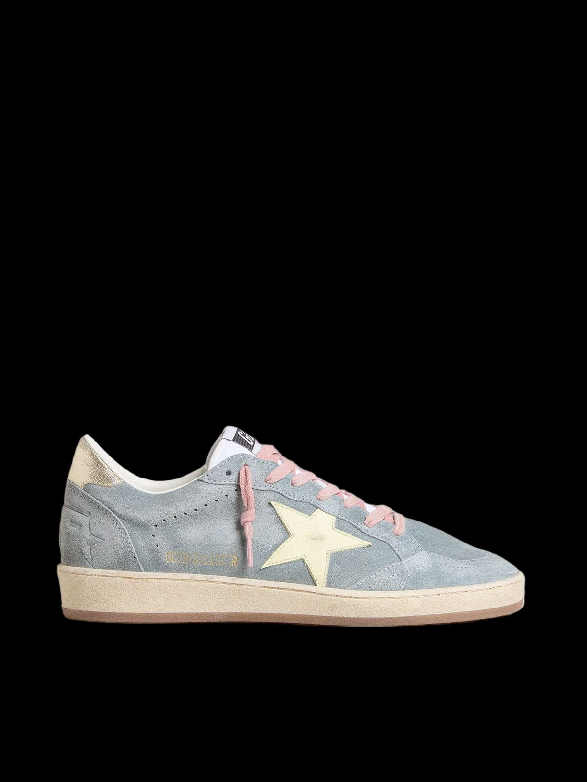 Ball Star powder blue suede with cream colored leather star