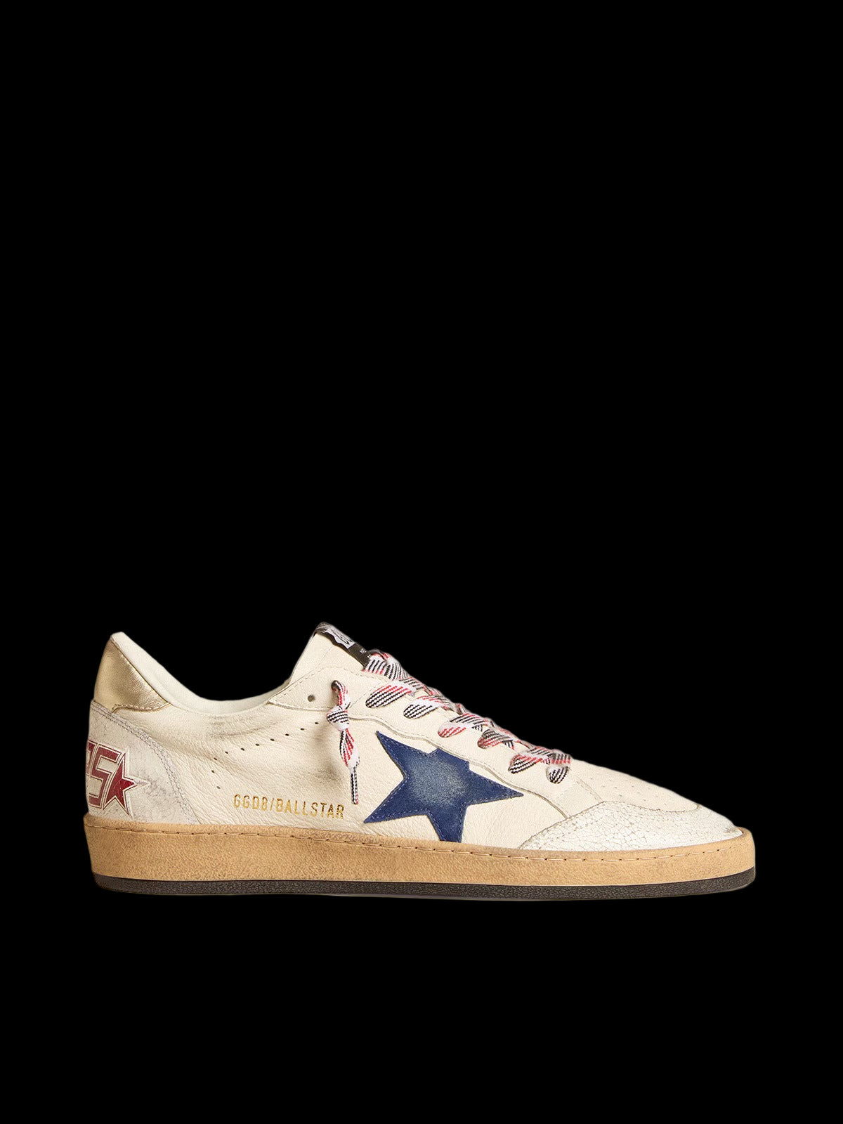 Ball Star nappa leather with blue suede star and platinum leather