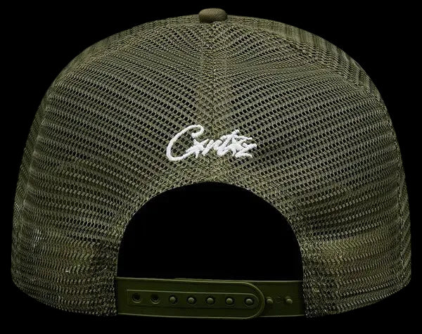 Corteiz Island Puff Print Trucker Hat Olive