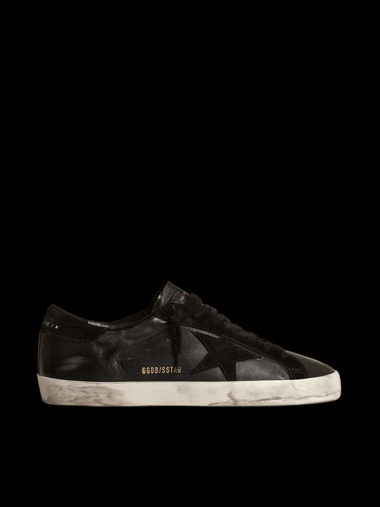 Super-Star black nappa with black suede star heel tab