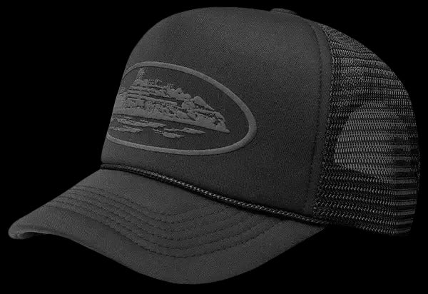 Corteiz Island Puff Print Trucker Hat Triple Black