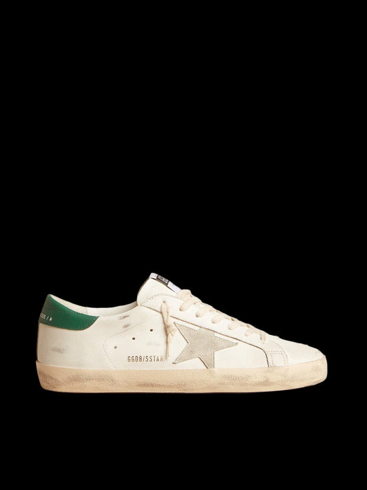 Super-Star white leather with ice-gray suede star green leather