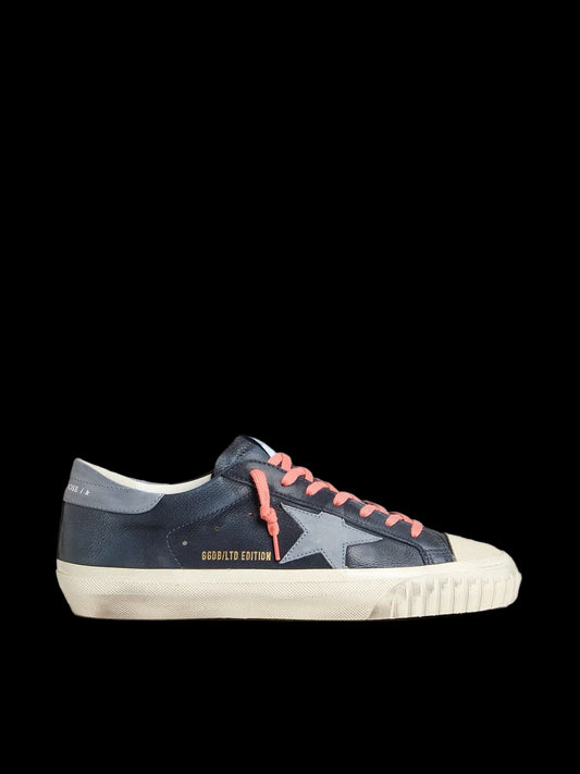 Super-Star navy-blue leather with light blue leather star heel tab