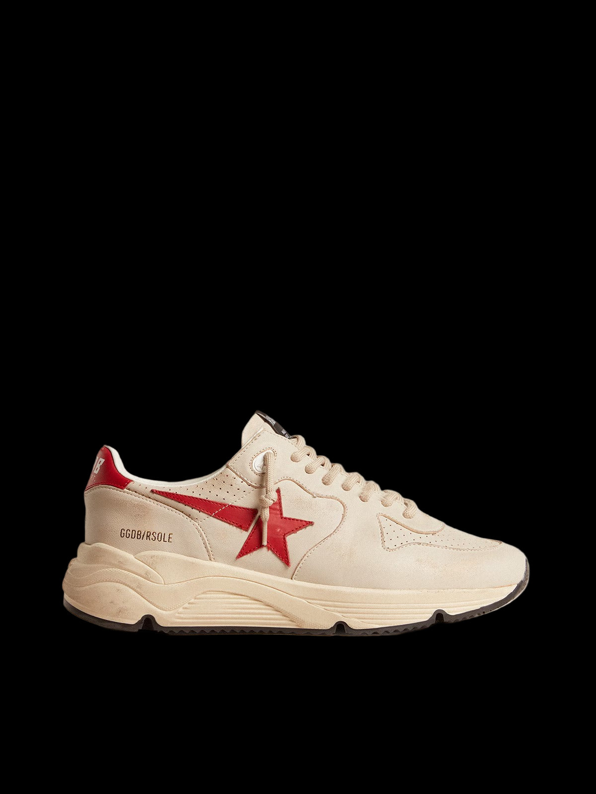 Running Sole gray nappa leather with red nappa leather star Golden Goose