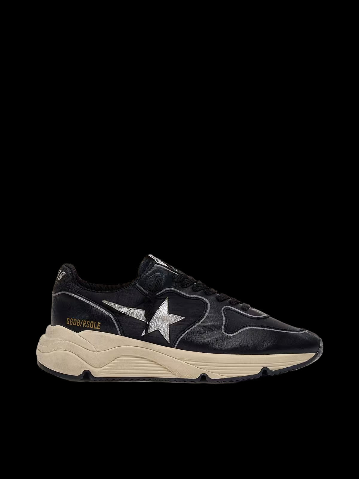 Running Sole black nappa leather and nylon with a silver leather star Golden Goose