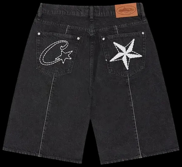 Corteiz C-Star Denim Shorts Black