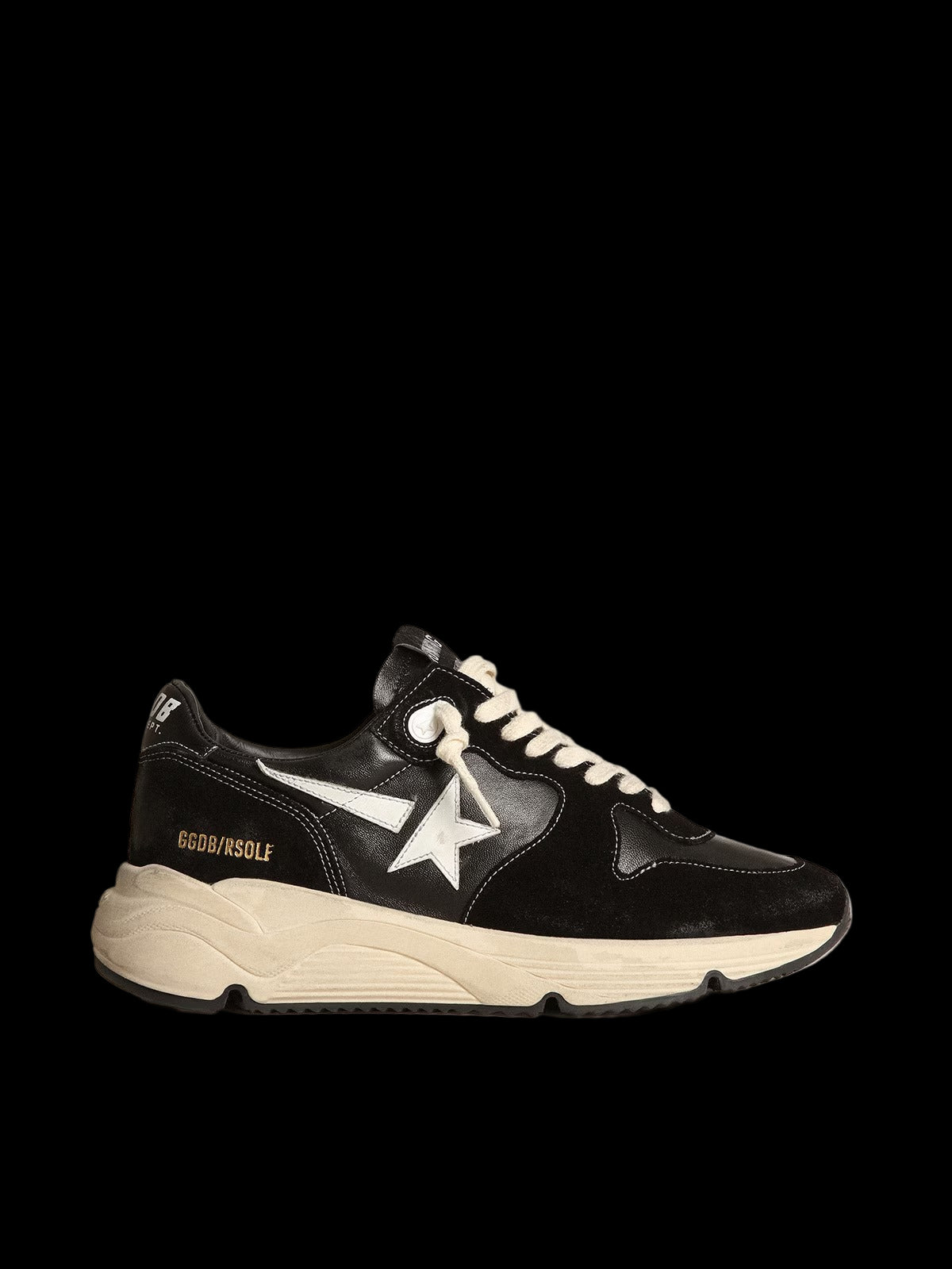Running Sole black nappa leather and suede with a white star