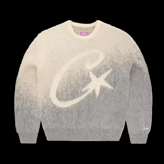 Corteiz C Star Gradient Mohair Knit Sweater Grey