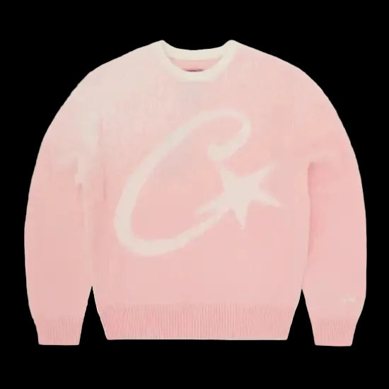 Corteiz C Star Mohair Knit Sweater Pink